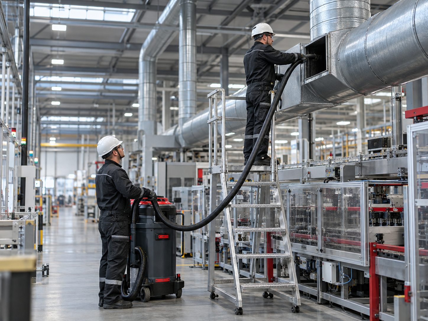Fabrika üretim alanındaki havalandırma kanalları